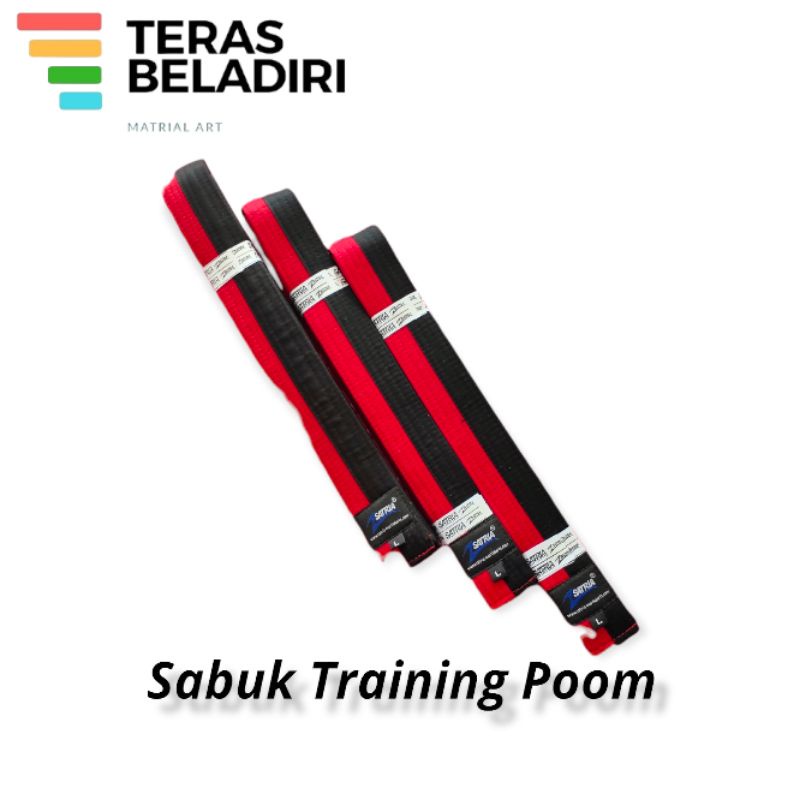 SABUK TAEKWONDO POOM / MERAH STRIP HITAM SATRIA