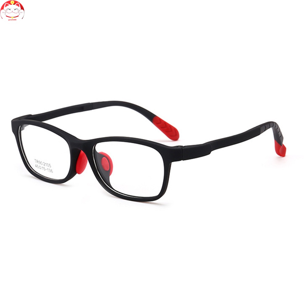 Glasses for Kids Boys Girls TR90 Square Flexible Frame Anti-Eyestrain Anti-Glare Age 4-10