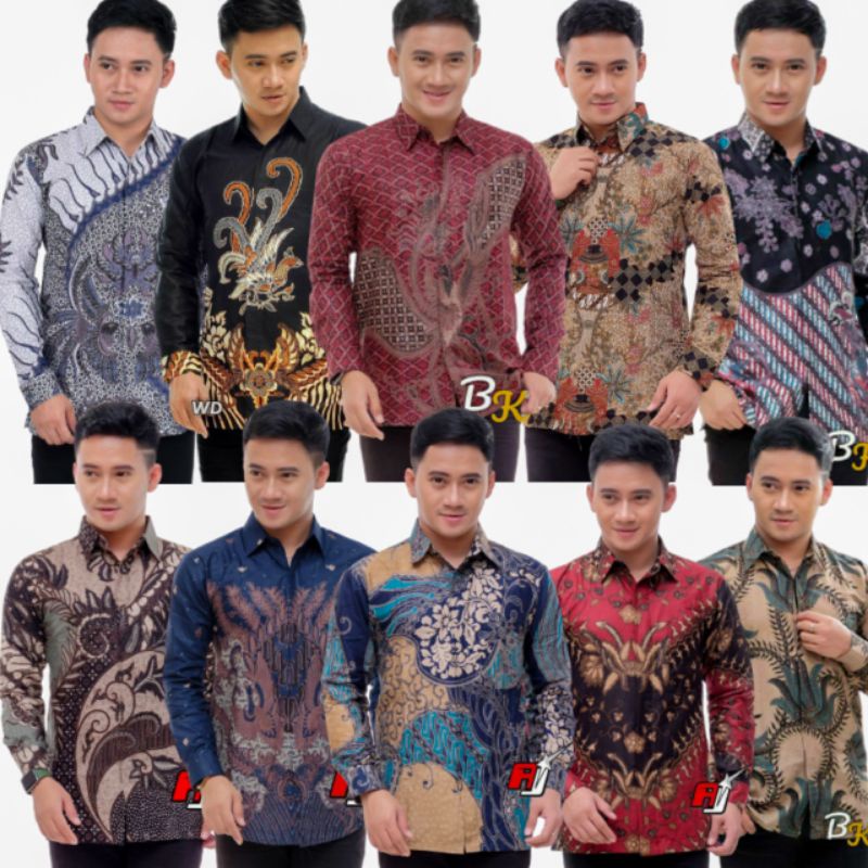 Batik Pria Lengan Panjang BATIK PEKALONGAN HITS HRB026 motif KERATONAN kode 002 SIZE M L XL XXL