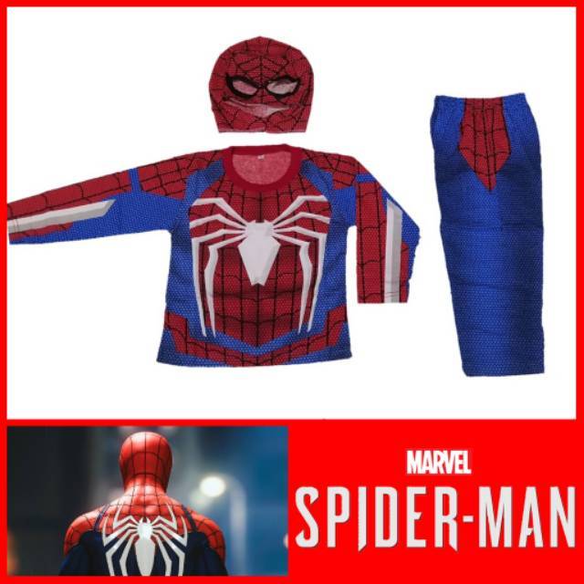 Baju Kostum Anak Spiderman PS4 Game Setelan Panjang Karakter Superhero Avengers