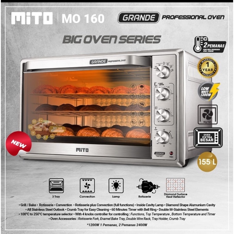 Electric oven listrik 155 Liter MITO Grande MO160 MO 160 big oven