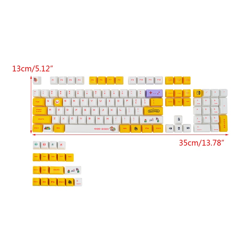 Btsg 123kunci OEM Keycaps PBT Dye-Sublimated Tema Kartun Untuk Saklar Filco/Duck MX