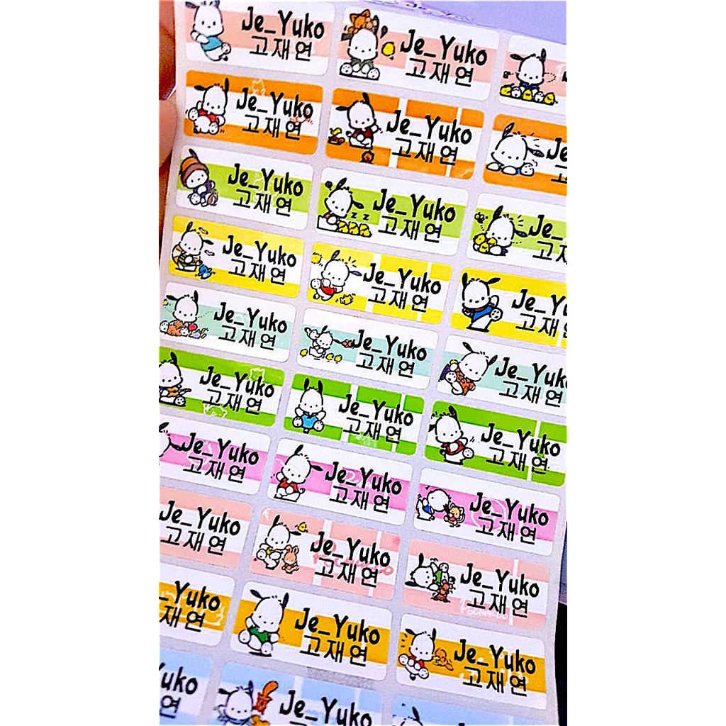 

Label nama anti air stiker waterproof Pochacco