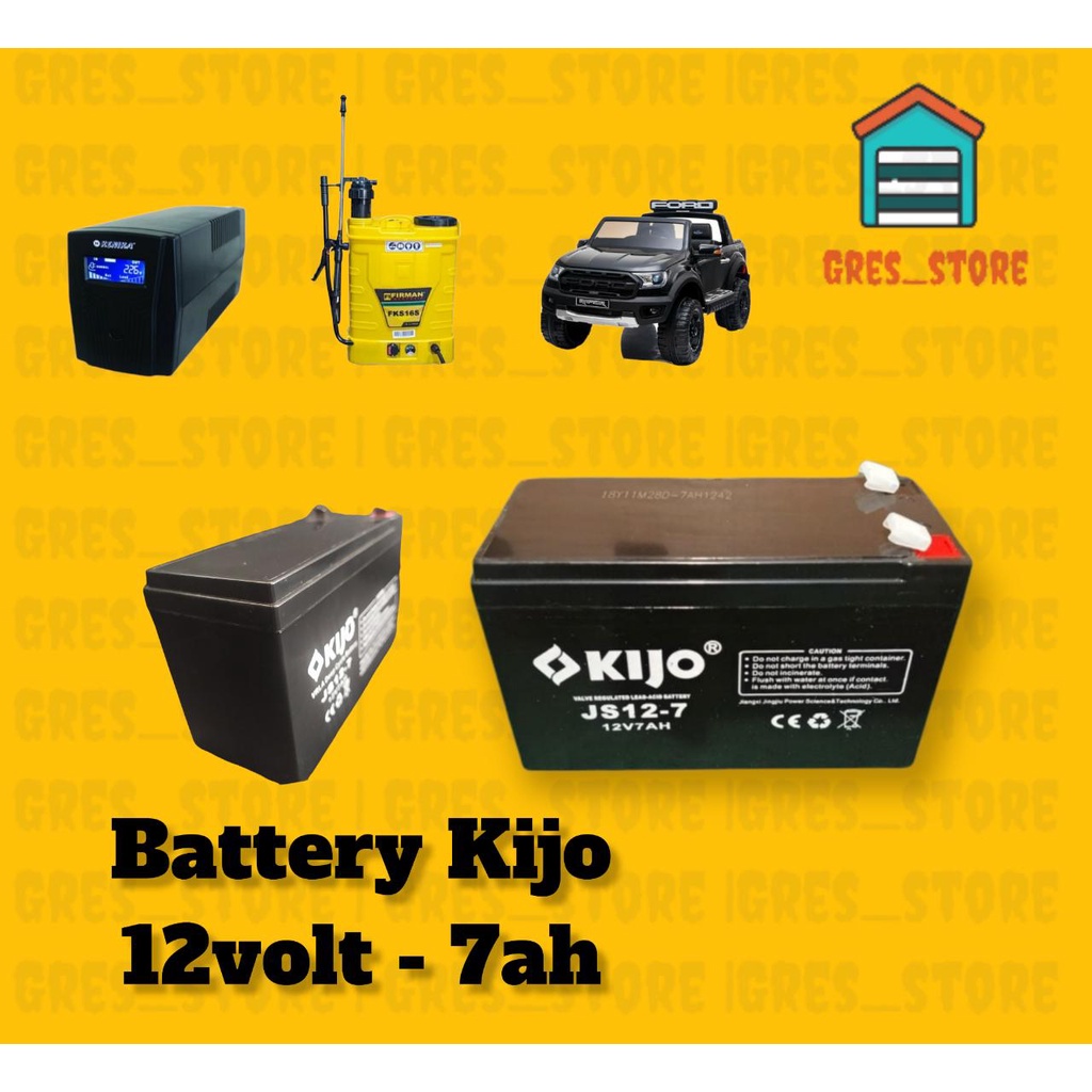 battery VRLA baterai UPS Aki MOBIL MAIANAN anak remote aki sparayer 12V 7AH  12volt 7amper KIJO BATT