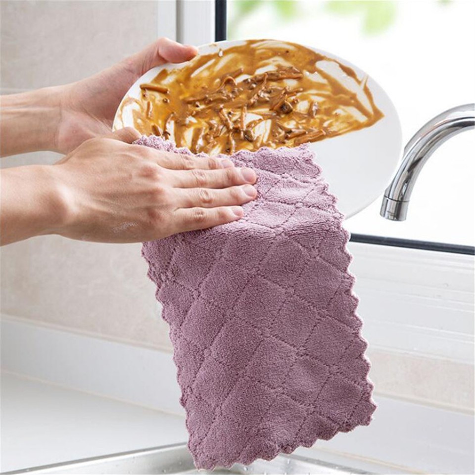 [1 PCS] Kain Lap Anti Minyak Lap Piring Dapur Meja Microfiber Cuci Hand Towel Mini