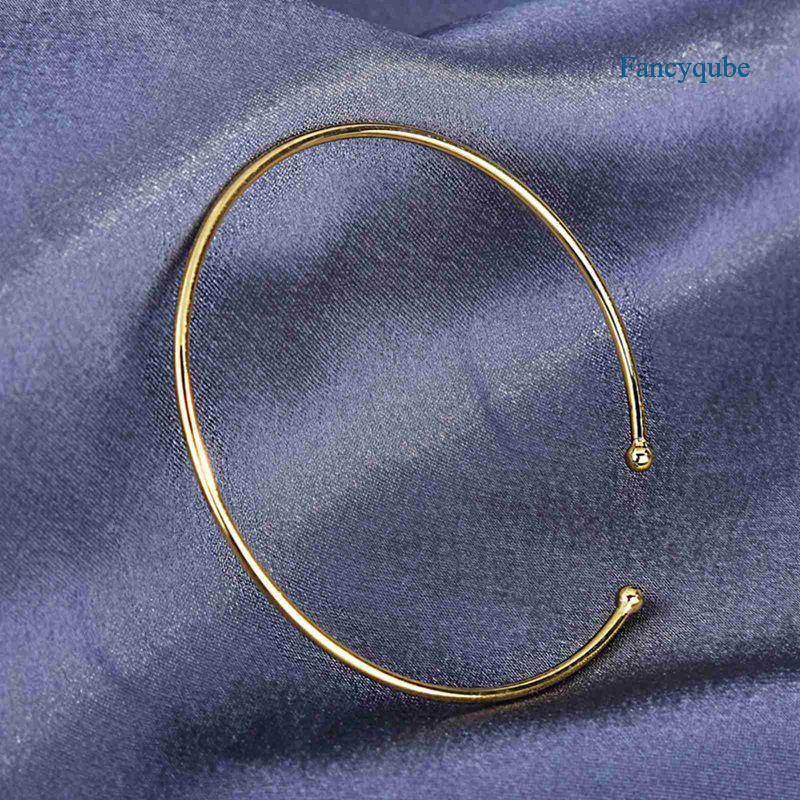 Gelang Model Terbuka Bahan Metal Warna Emas Gaya Minimalis Untuk Wanita