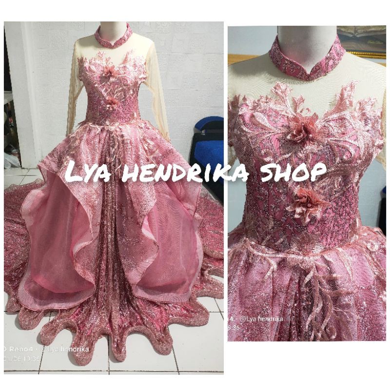 gaun pengantin candy ekor plus peplum