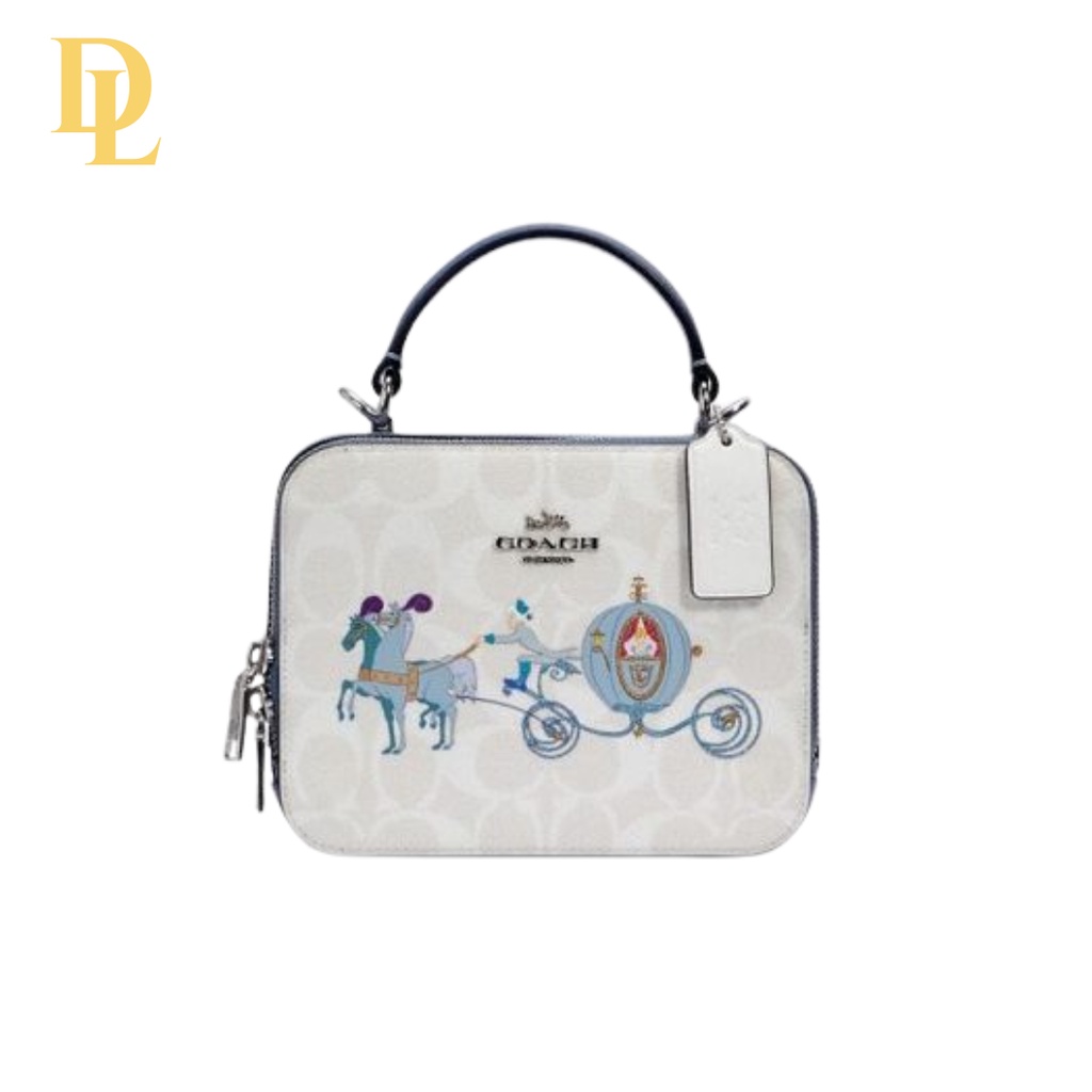 Disney X Coach Box Crossbody In Signature Canvas With Cinderella (C1426)