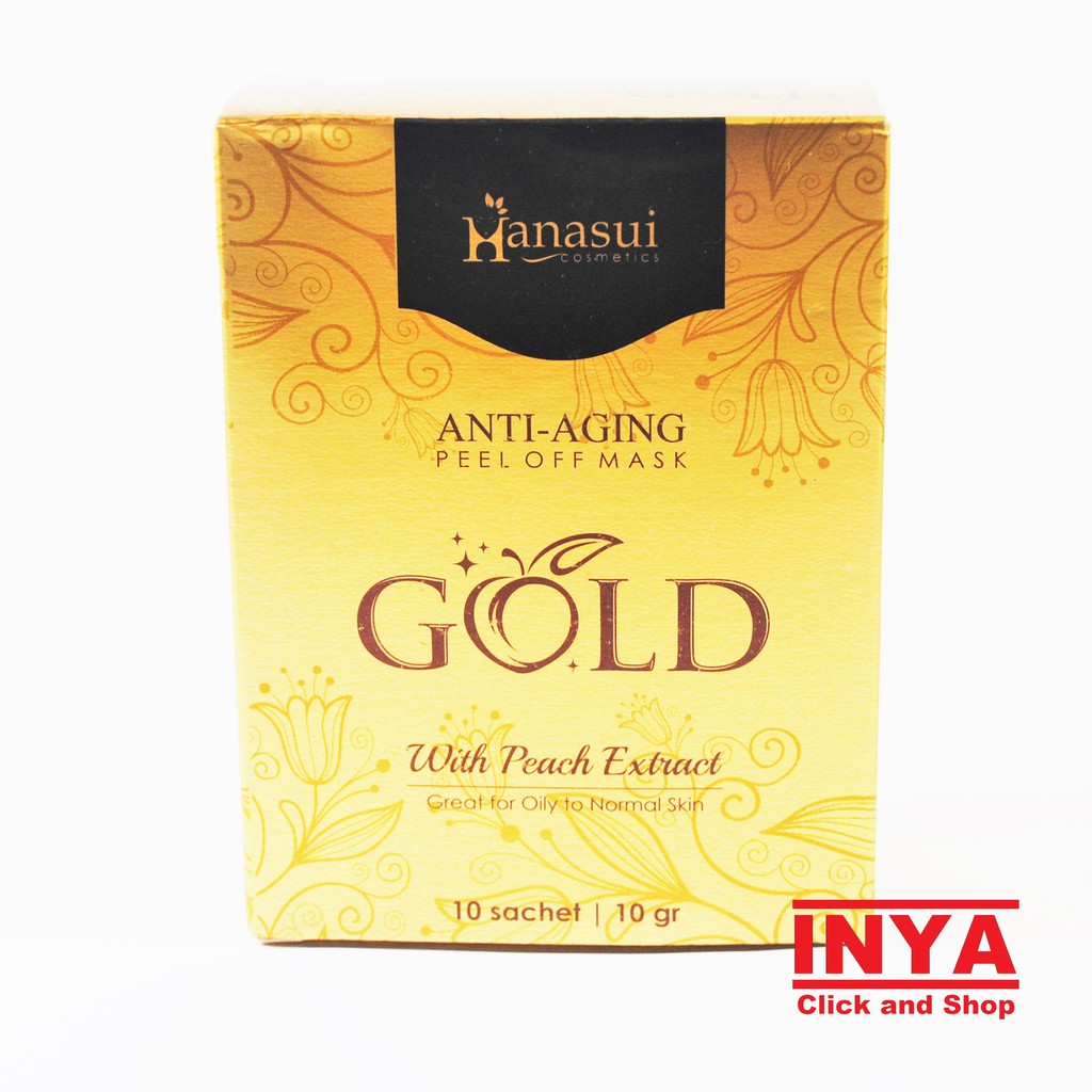 Masker Wajah HANASUI GOLD MASK - Peel Off  Mask BOX isi 10 Sachet