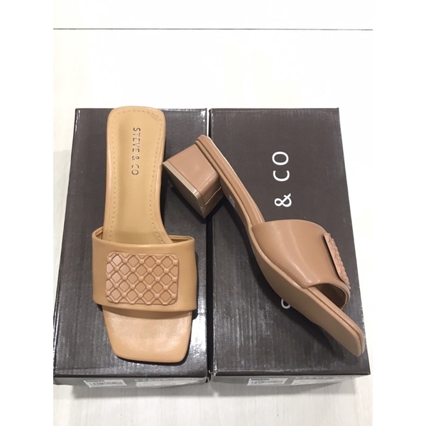 SALE‼️ Sandal Slide Hak Kotak Merk Steve & Co