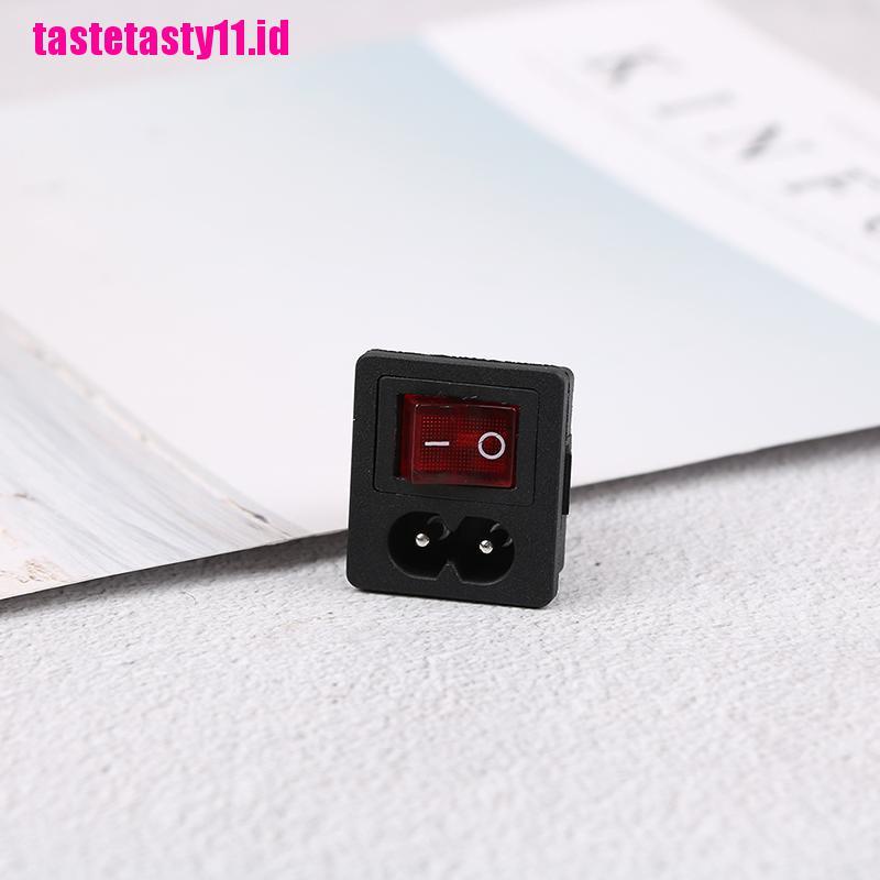 Saklar rocker switch Power inlet socket receptacle Dengan ON-OFF Merah