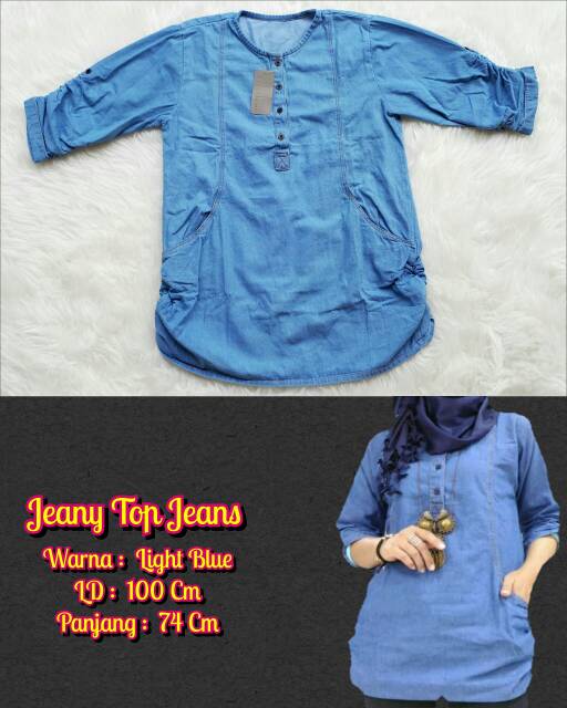 Kemeja Wanita Jeany Top Jeans Biru Muda