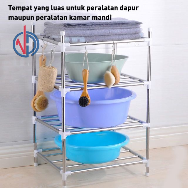 RAK PENYIMPANAN PERALATAN DAPUR MULTILAYER / RAK STAINLESS DAPUR 4 SUSUN TAHAN BERAT VD