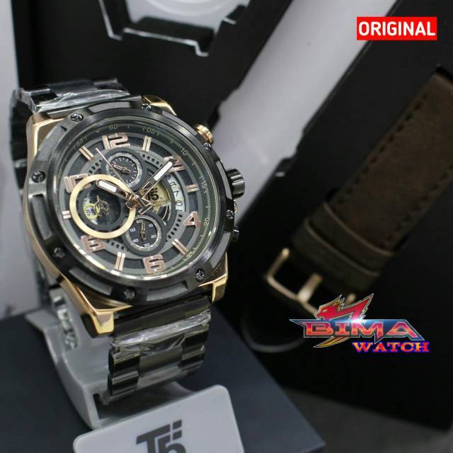 Jam pria T5 H3706 chrono paket tali cadangan