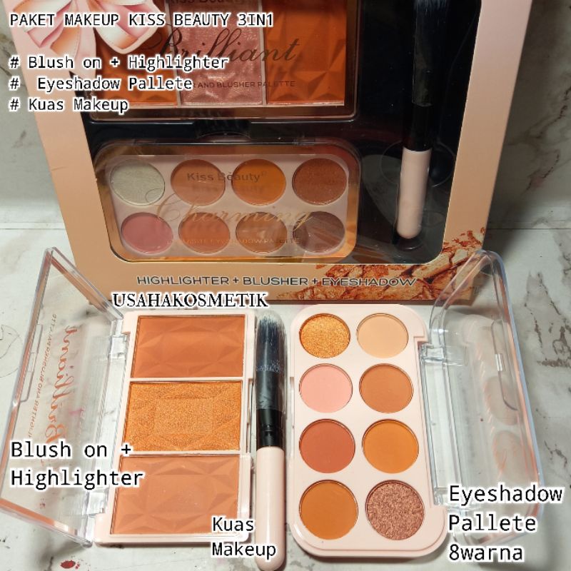 PROMO PAKET MAKE UP COLOR | BRILLIANT 3IN1 [ EYESHADOW +HIGHLIGHTER +BLUSH ON] NO.HJ-3722 | 83238-03