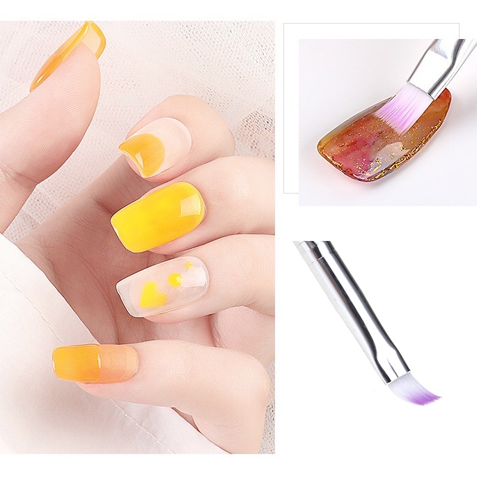 1Pc / Gradient Purple Color DIY Painting Crystal Acrylics Carving Nail Art Brush / Professional Manicure Accessories