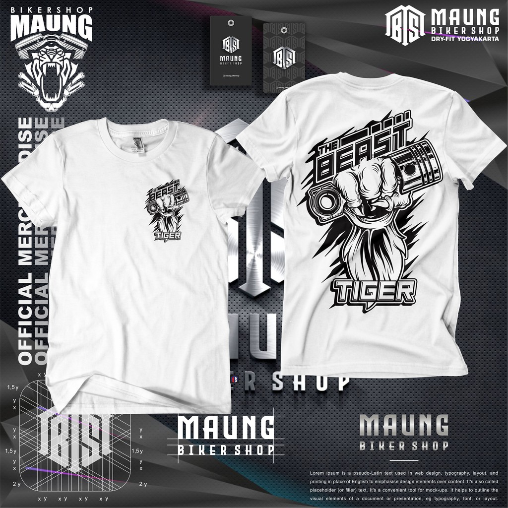 KAOS THE BEAST TIGER | TSHIRT TIGER PISTON | TSHIRT THE BEAST TIGER WHITE
