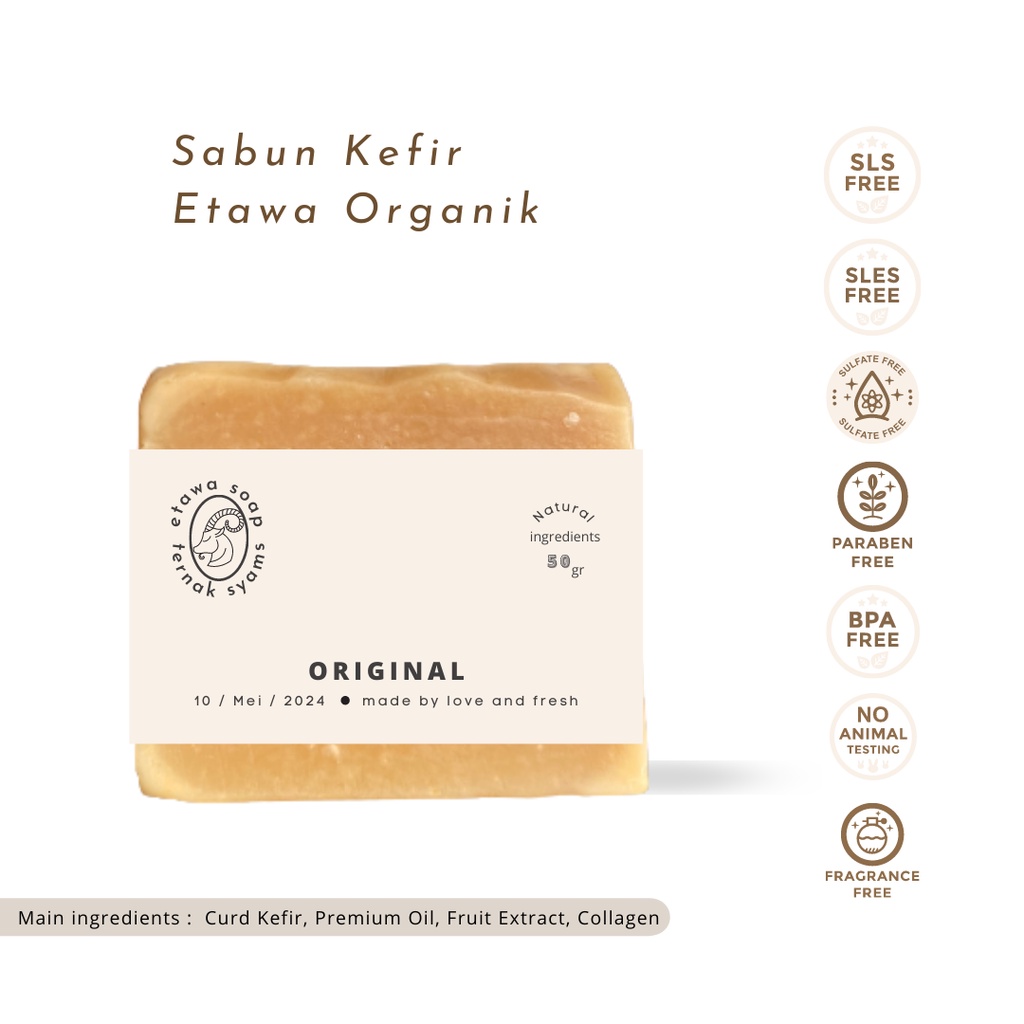 Ternak Syams - Premium Sabun Organik Kefir Kambing Etawa | Organic Soap Bar Kefir Etawa Kombucha sabun pembersih wajah Herbal Natural Alami Handmade termurah pemutih pencerah acne berjerawat