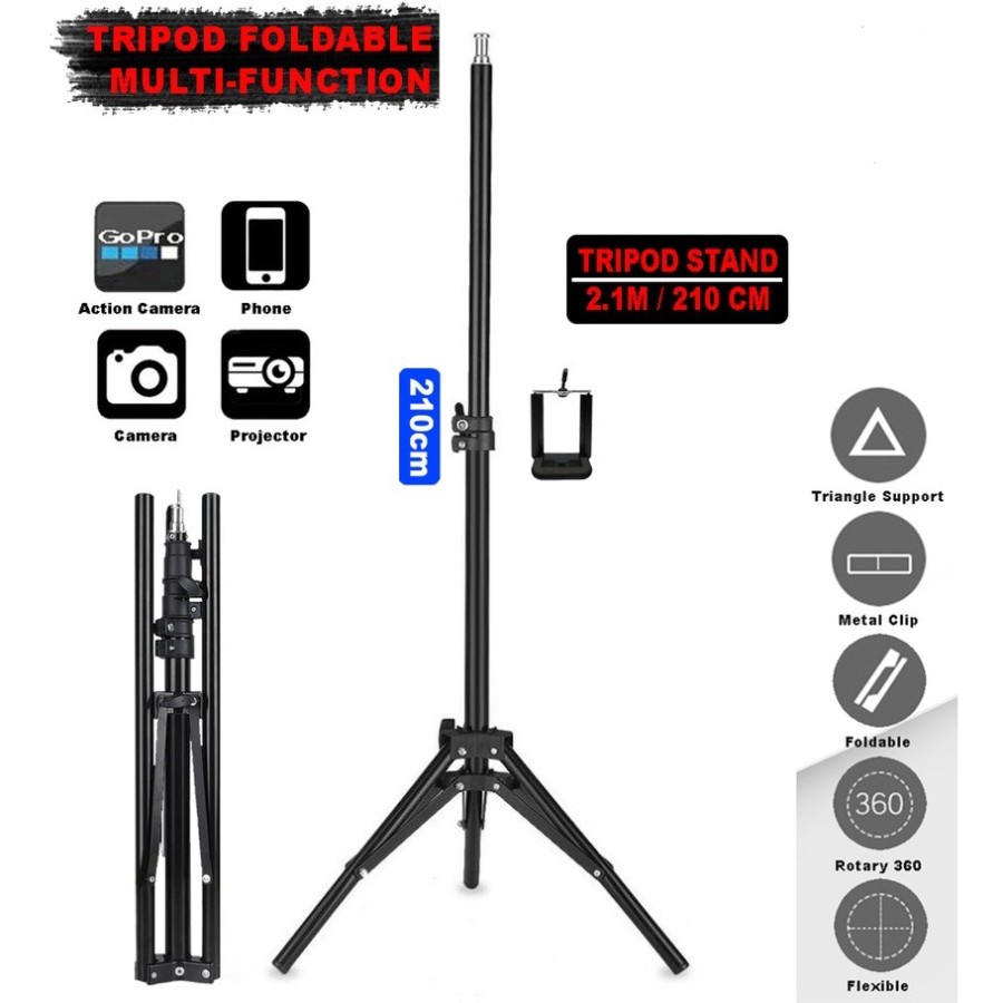 Tripod Camera Light Stand Camera Mobile 2.1 Meter