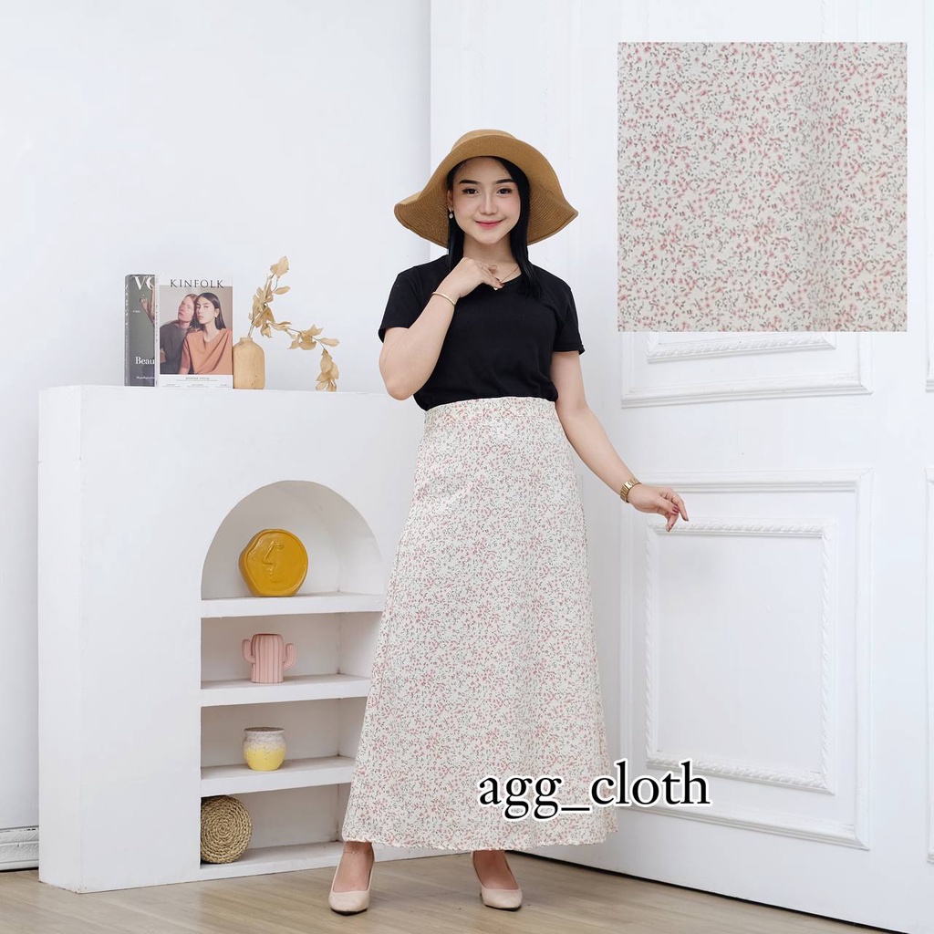 Floral Skirt / A-line skirt/ Korean style/ Rok midi Rok bunga / KOREAN STYLE