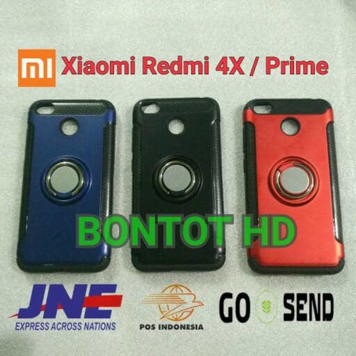 Diskon Case Xiaomi Redmi 4X / Prime Carbon Armor Ring 360 FREE TEMPERED GLASS