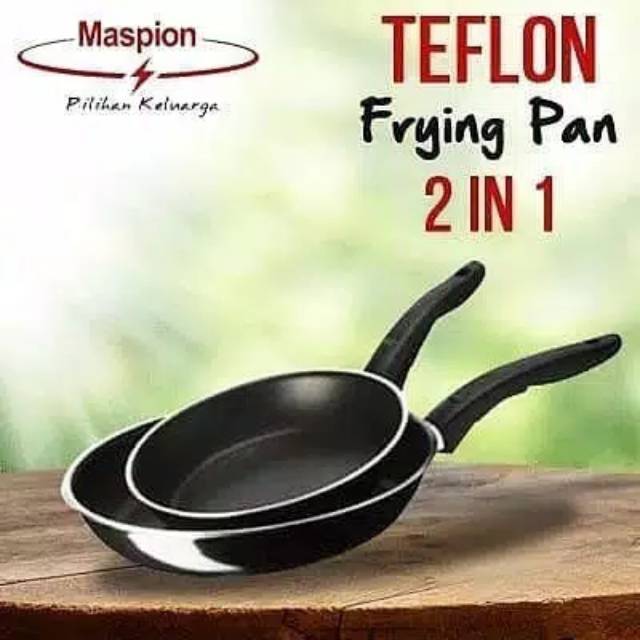 Teflon Maspion Frypan Fancy Hitam Set Isi 2 Anti Lengket 18+23 Cm Terlaris