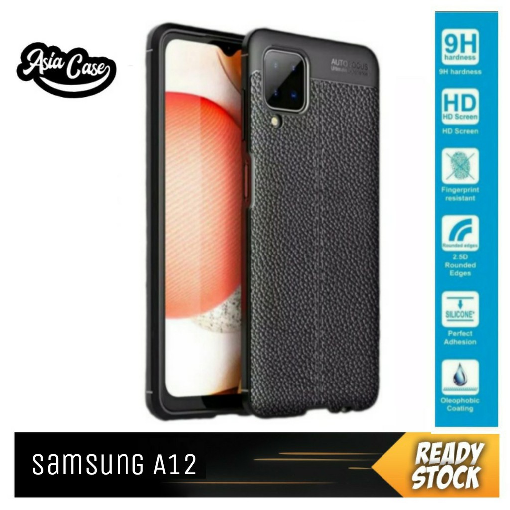 Case Samsung A12 Casing Auto Focus Leather Soft Series Soft Case