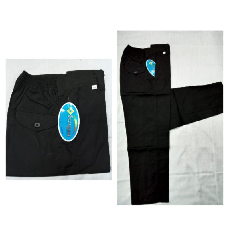 Celana SD Panjang Pinggang Karet Hitam merk SERAGAM/BULOVA