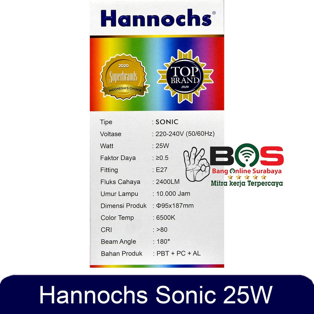 Lampu Hannochs Lampu Bohlam LED Sonic 25 Watt Cahaya Putih