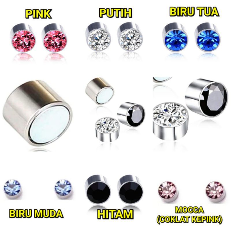 Anting Magnetic Permata Tanpa Tindik Fashion Pria/Wanita