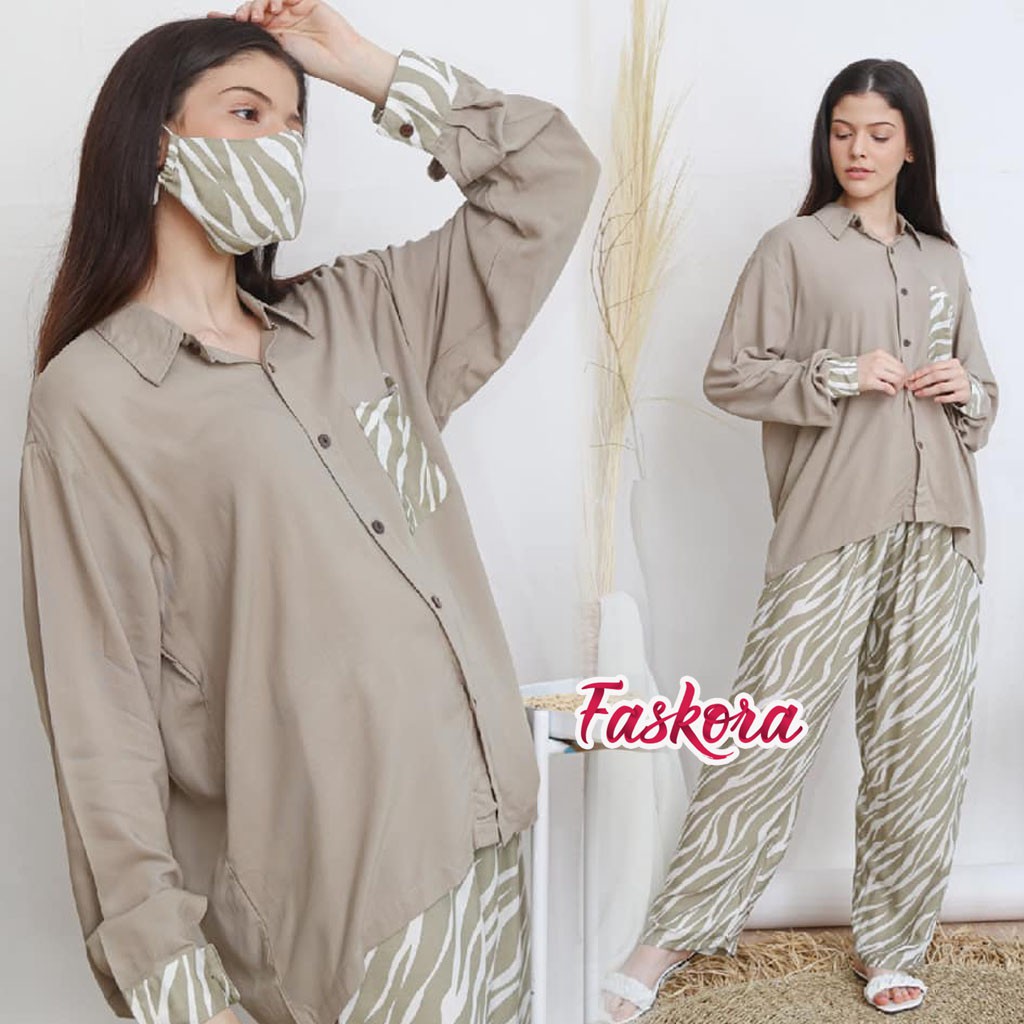 Pajamas Katun Rayon Set Jumbo Lengan Panjang Candy / Setelan Lengan Panjang Wanita Jumbo Tie dye