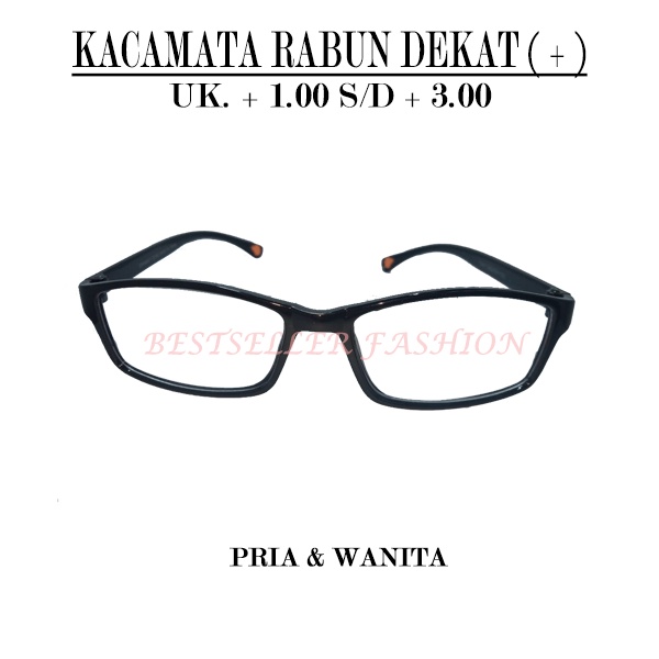 KACAMATA BACA PLUS (+) BLUE-RAY TERSEDIA UKURAN +1.00 S/D +3.00 KACAMATA RABUN DEKAT HITAM VARIASI ORANGE UNTUK PRIA WANITA NOCASE