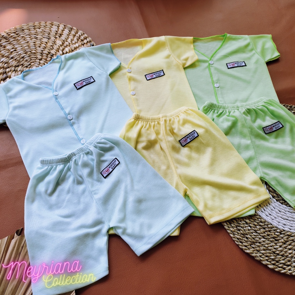 3 Setel Baju Bayi Newborn Lengan Pendek Dan Celana Pendek Meyriana Colleciton