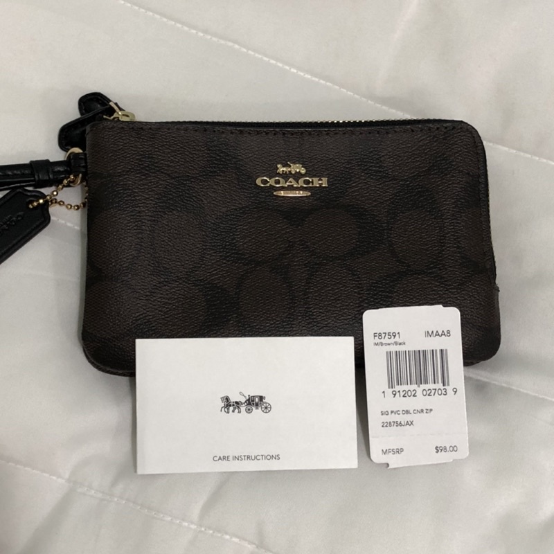 Clutch / Dompet Wanita Original Coach Signature Double Zip Hitam