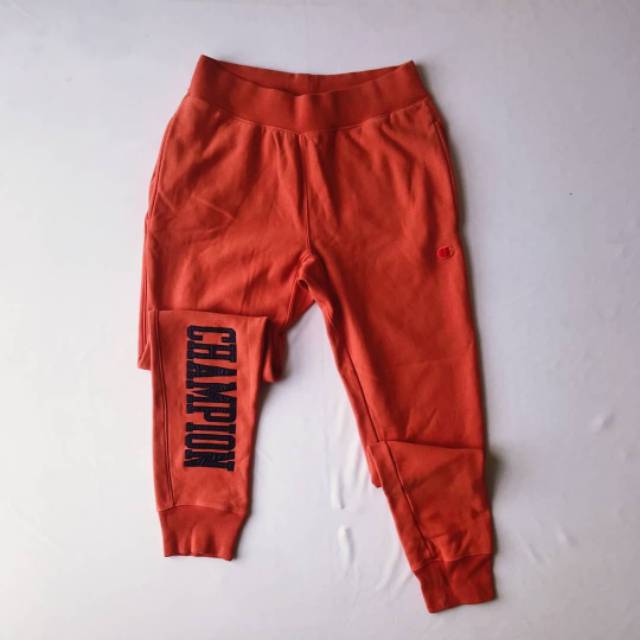 Champion Vintage Wash Reverse Weave Satin Block Logo Jogger Pants Burnt Orange