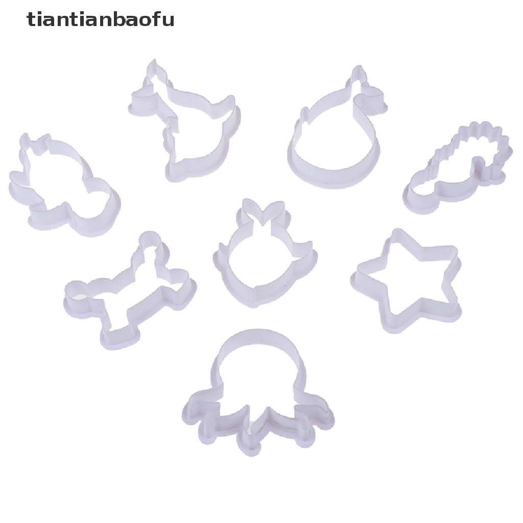 8pcs / set Cetakan Pemotong Kue / Biskuit Bentuk Hewan Laut Mini DIY