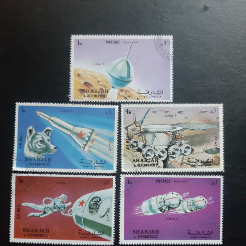 

Perangko Sharjah air mail seri pesawat luar angkasa set 5 prangko