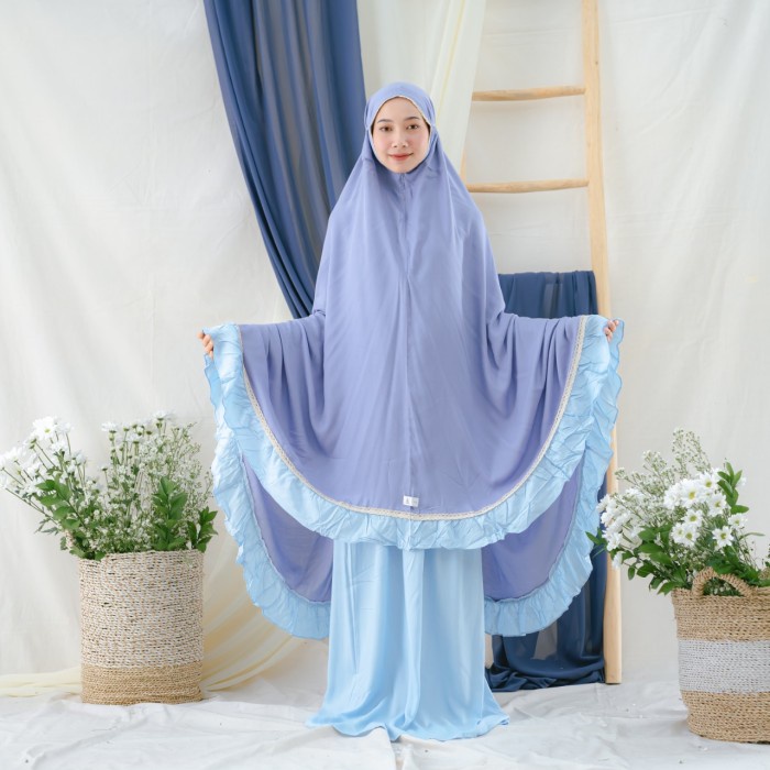 Mukena Zianisa 2in1 Najwa Baby Blue Lilac Allsize