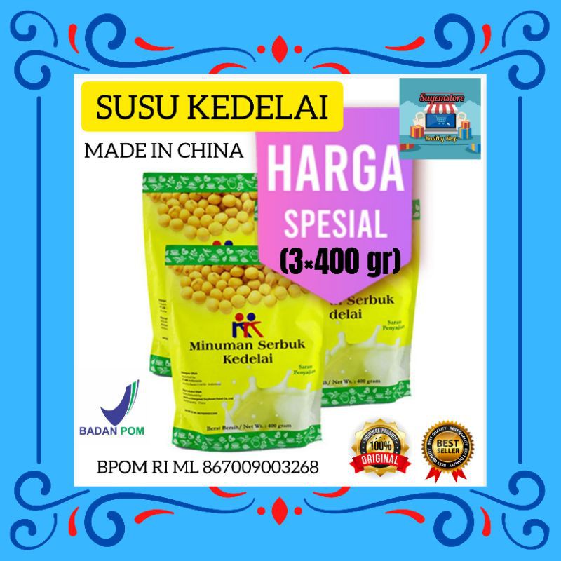 

SUSU KACANG KEDELAI BUBUK, SERBUK KEDELAI, SOYABEAN SEPACK (3 × 400 GRAM)