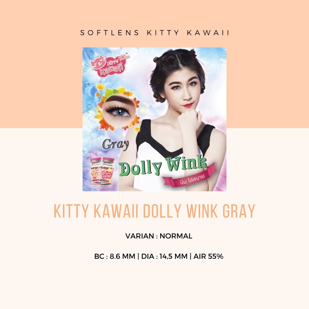 SOFTLENS KITTY KAWAII DOLLY WINK BLACK / DOLLY WINK GREY - LENSA NORMAL / LENSA MATA