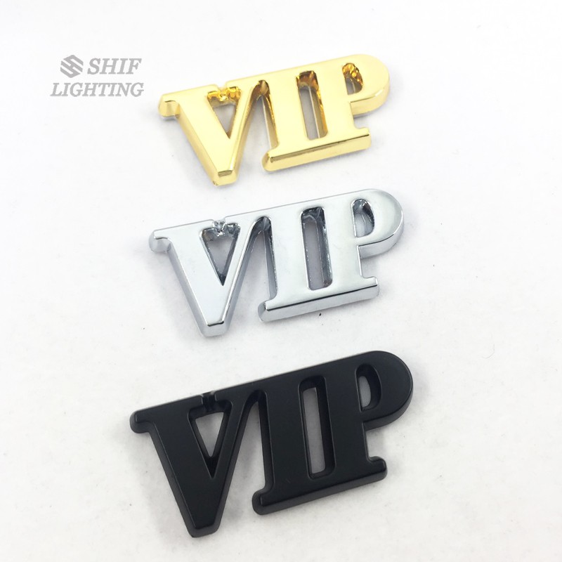 1 Pcs Sticker Emblem Dekorasi Bagasi Belakang Mobil Bahan Metal Motif Tulisan Vip