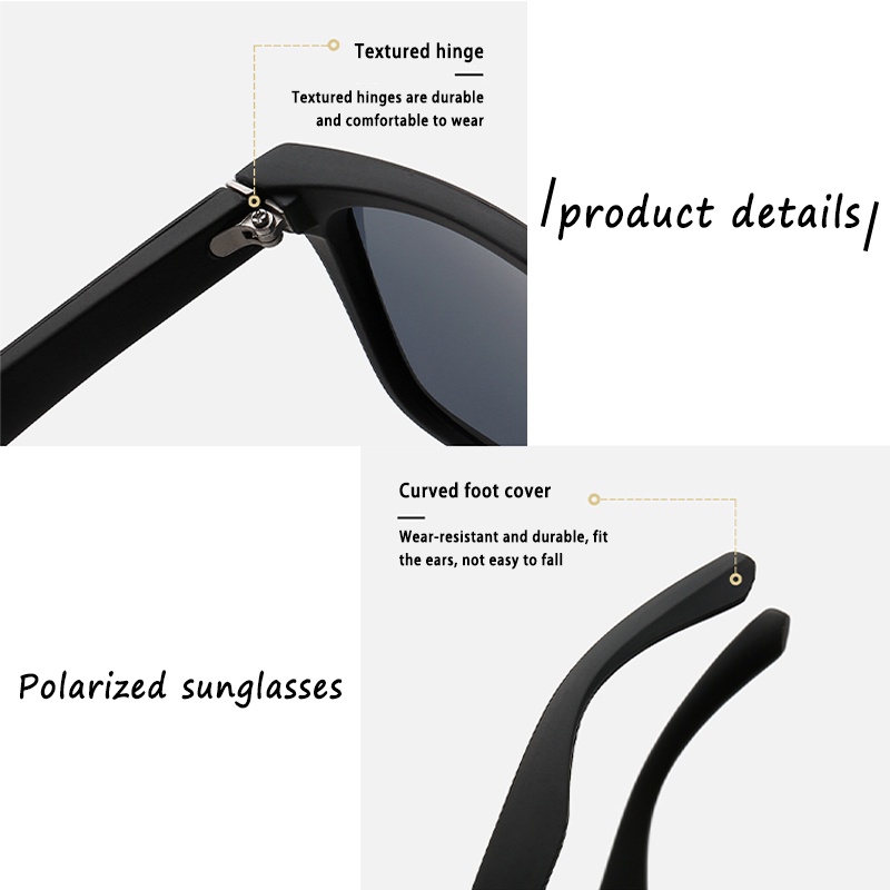 COD❤Polarized Sports Sunglasses Men Women Driving Square Frame Eyewear Male Goggle UV400 Kacamata Polarized Pria Kacamata Hitam Pria Wanita Fashion Korea