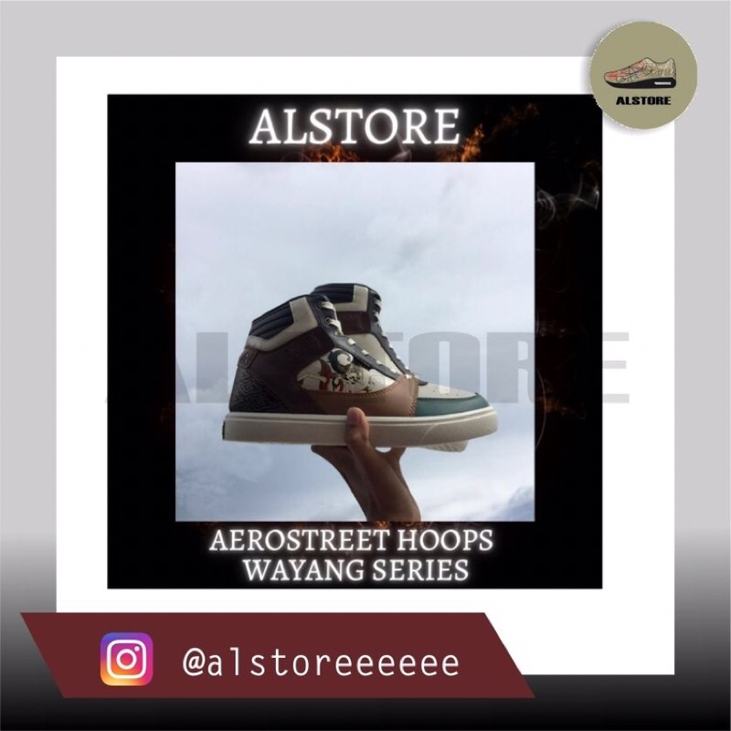 Sepatu Aerostreet Hoops Wayang Hijau Tua Coklat Size 38 39 40 41 42 43