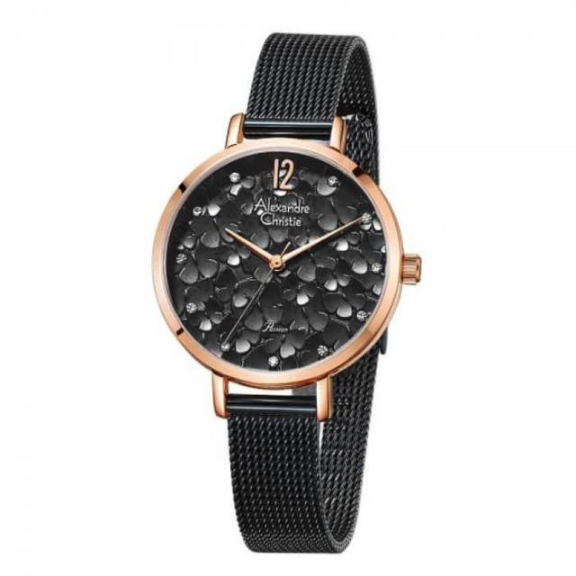 ALEXANDRE CHRISTIE AC2728 BLACK ROSEGOLD WANITA ORIGINAL GARANSI RESMI 1 TAHUN