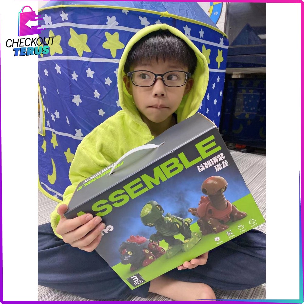 CT M219 DIY Dino Puzzle Assembly 3IN1 Mainan Edukasi Anak DIY Assemble Set Mainan Anak Bongkar Pasang Dinosaurus BONUS OBENG