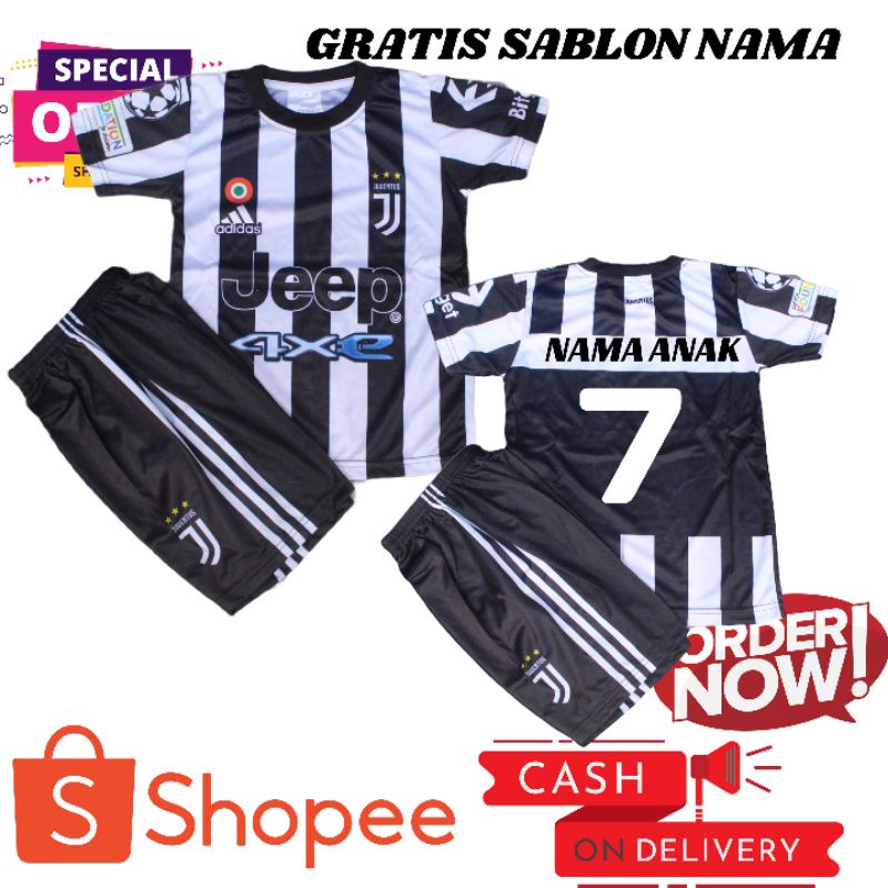 setelan anak Jersey bola jupentos printing size 4-20