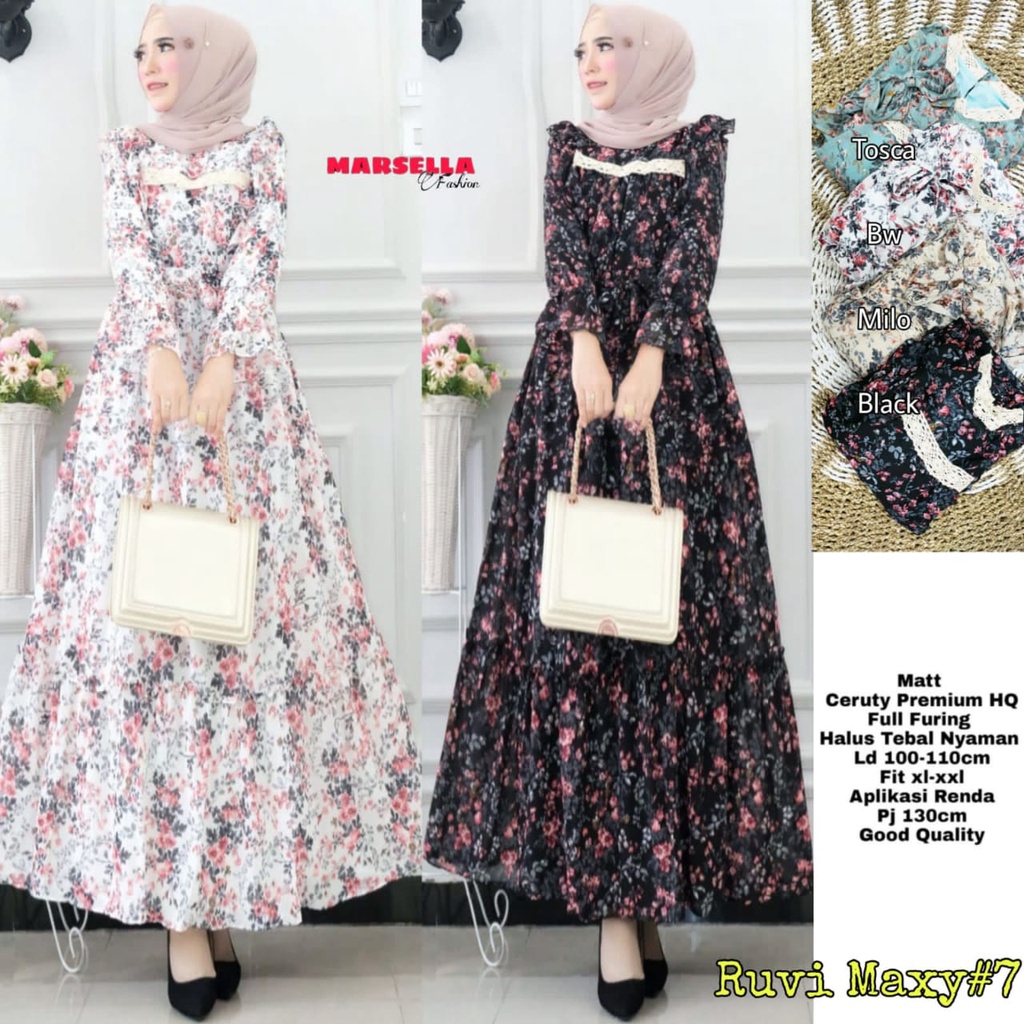 Ruvi # maxy dress ceruty premium HQ full furing by Marsella @vrs