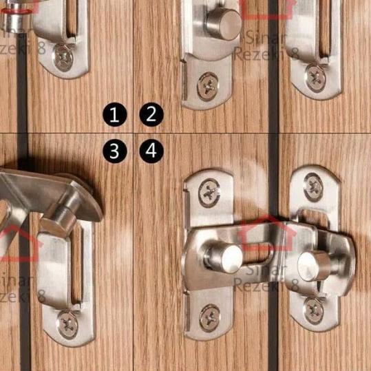 ✫ Grendel Sudut Kait / Cantol Pintu Kunci Geser Gembok Kamar Slot Jendela Gerendel ☆