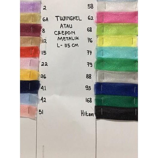 GER✸ Kain Organza Metalik / Twingkel / Twinkle / Crepe On Metalic , harga per 1 yard/90cm/0,9m Baran