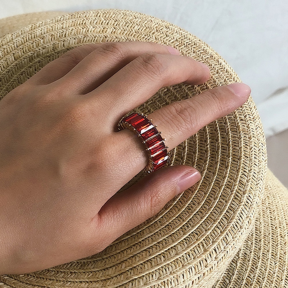 Hu Hu Hu Hu Hu Alat Bantu Pasang Kacamata♡ Cincin Wanita Hias Cubic Zirconia Bentuk Persegi Untuk Pestapernikahanhadiah